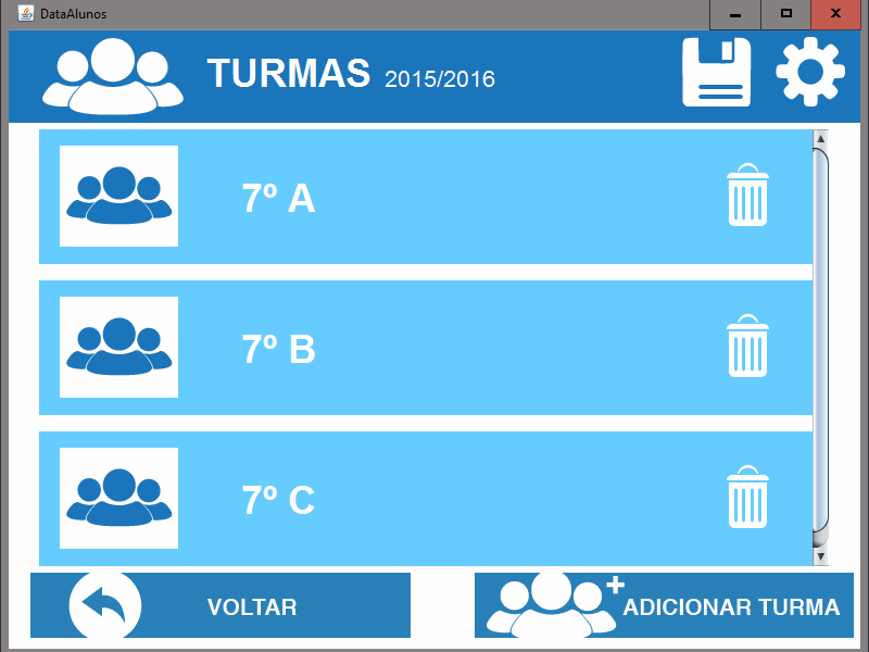 Turmas Screen